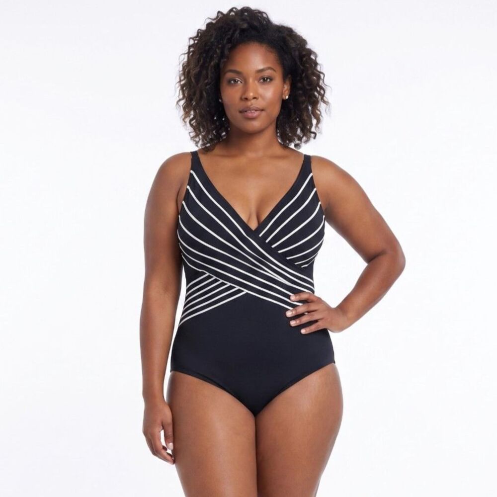 🏝️ Gottex Embrace Surplice V-Neck Tummy Control Swimsuit Size 18 NWT